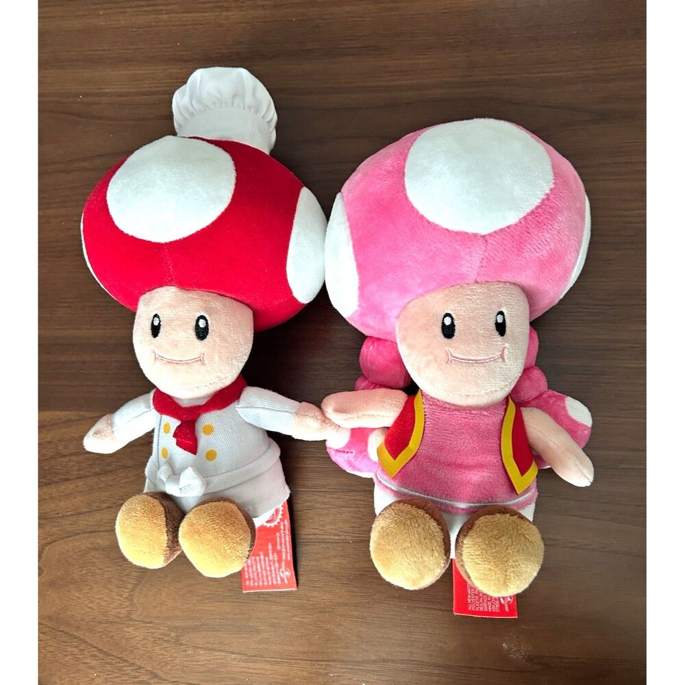 Nintendo Super Nintendo World Toad & Toadette Plush Set 2 Surface Washable